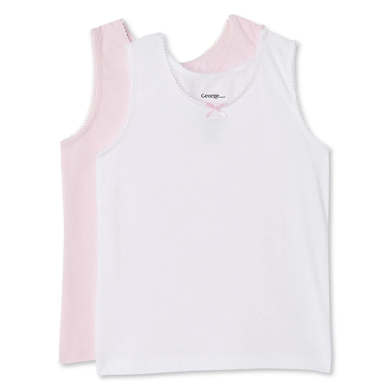 George Toddler Girls' Cotton Vest 2-Pack, Sizes 2T-4T