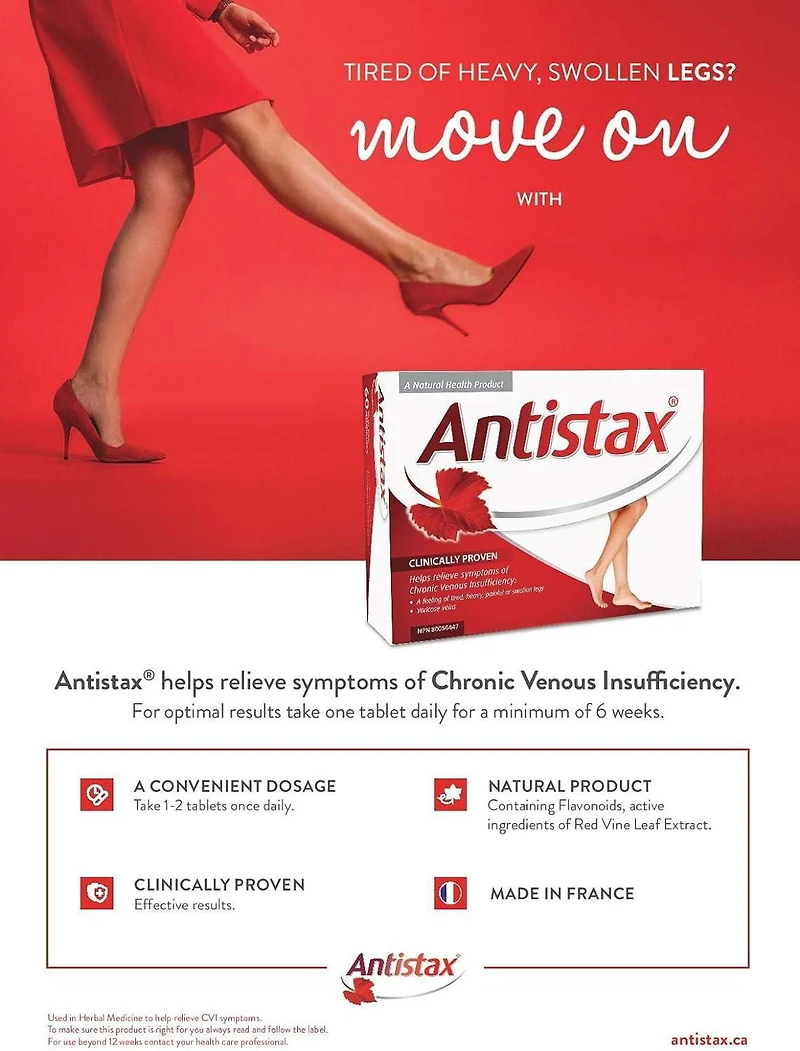 Antistax, 30 Count, Helps Relieve Symptoms of Chronic Venous Insufficiency (CVI), Including Tired, Heavy, Swollen, Legs, Varicose Veins