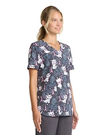 Scrubstar Women's Colorful Kitten V-Neck Print Scrub Top