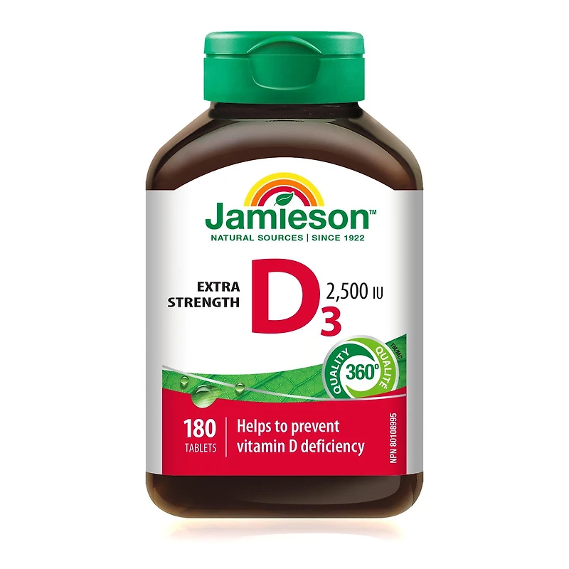Jamieson Vitamine D3 2500 UI 180 comprimés