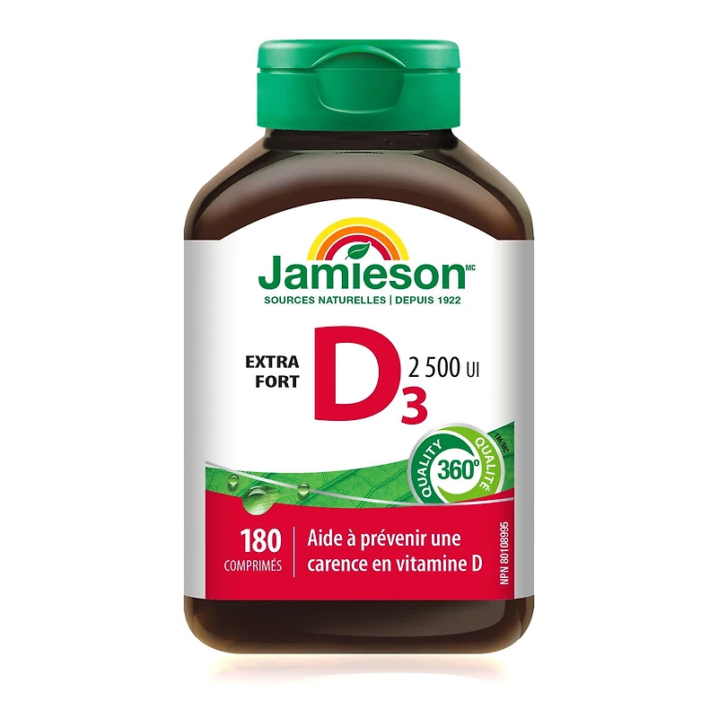 Jamieson Vitamine D3 2500 UI 180 comprimés
