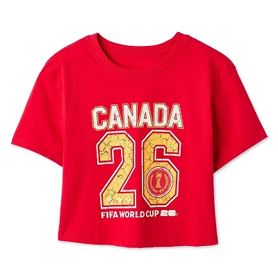 T-shirt écourté Coupe du monde féminine FIFA 2026 Canada pour femmes