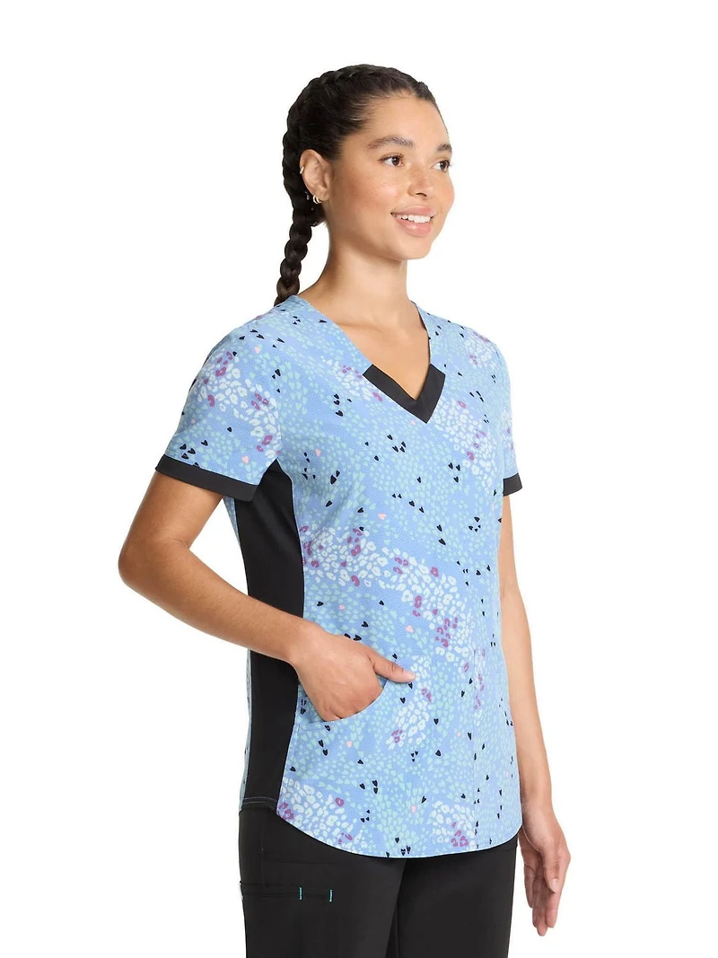 Scrubstar Women's Leopard Hearts V-Neck Print Scrub Top