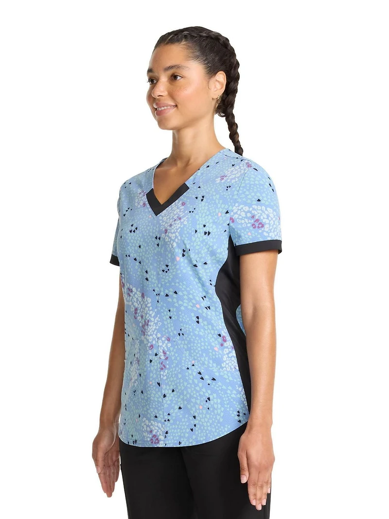 Scrubstar Women's Leopard Hearts V-Neck Print Scrub Top