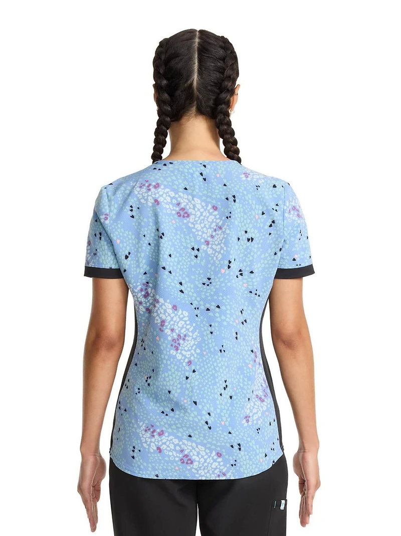 Scrubstar Women's Leopard Hearts V-Neck Print Scrub Top