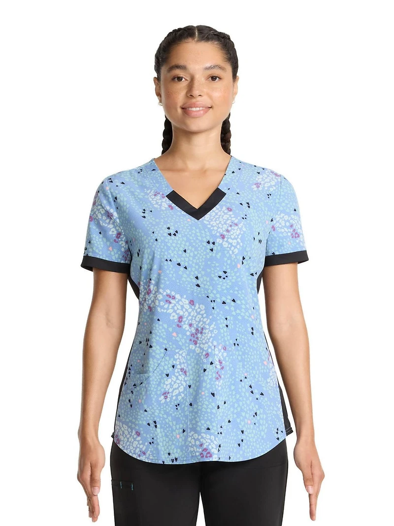 Scrubstar Women's Leopard Hearts V-Neck Print Scrub Top