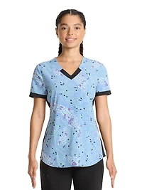 Scrubstar Women's Leopard Hearts V-Neck Print Scrub Top