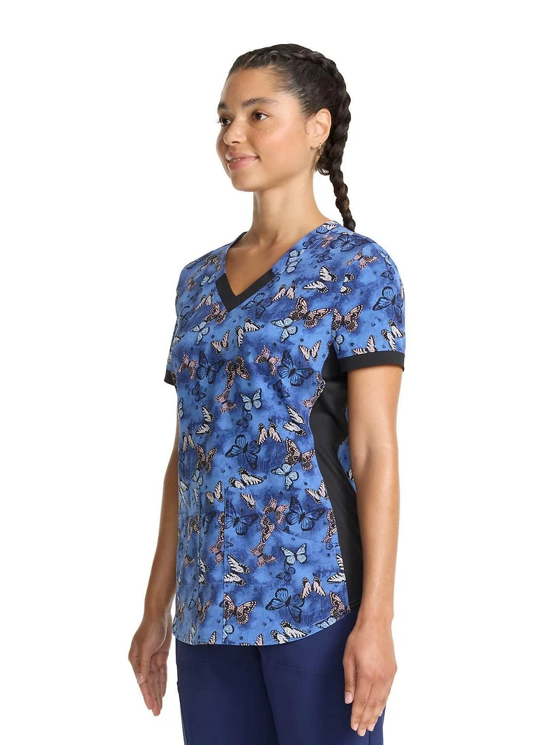 Scrubstar Haut imprimé à col en V pour femmes Flutter Dream Tailles TP-3TG