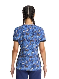 Scrubstar Haut imprimé à col en V pour femmes Flutter Dream Tailles TP-3TG