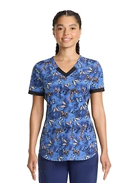 Scrubstar Haut imprimé à col en V pour femmes Flutter Dream Tailles TP-3TG