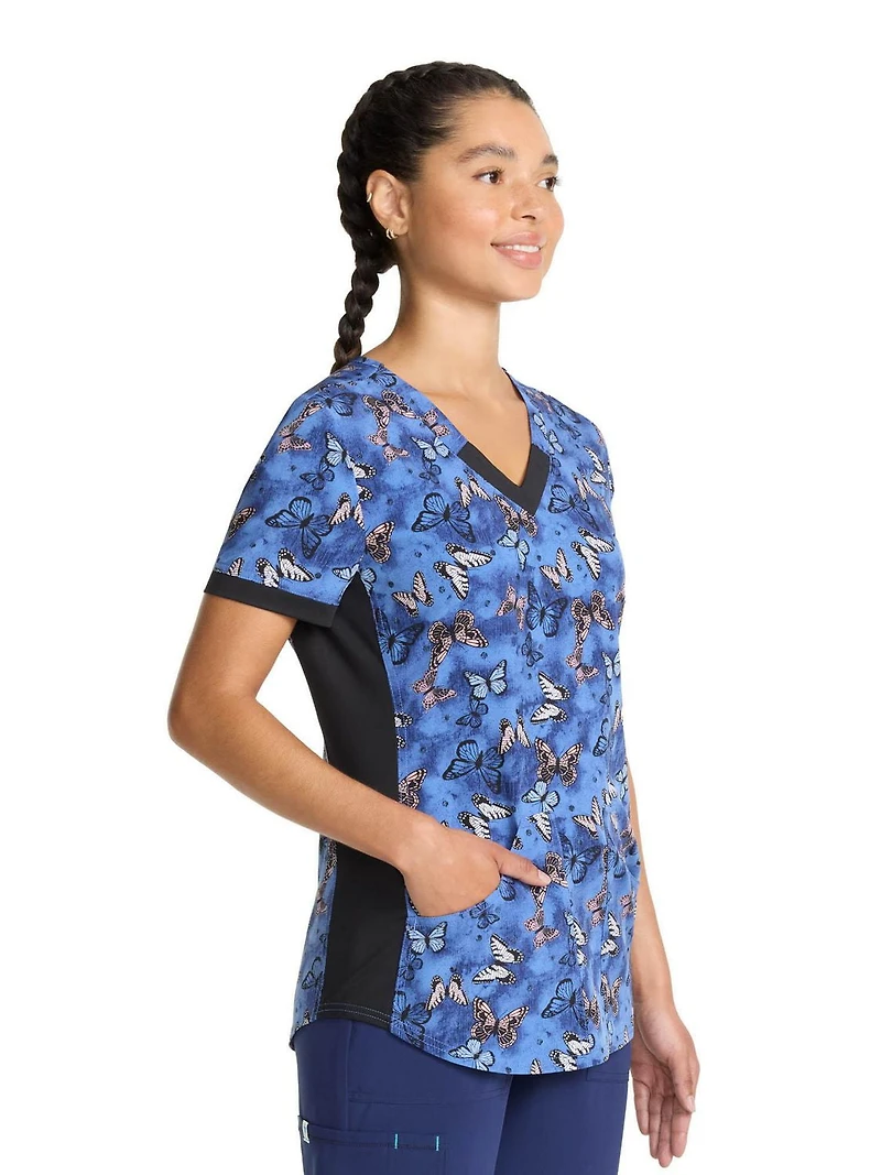 Scrubstar Haut imprimé à col en V pour femmes Flutter Dream Tailles TP-3TG