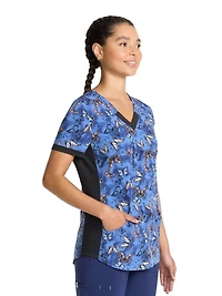 Scrubstar Haut imprimé à col en V pour femmes Flutter Dream Tailles TP-3TG
