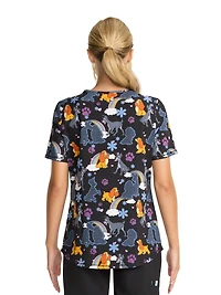 Scrubstar Haut imprimé à col en V pour femmes Disney Love the Sky