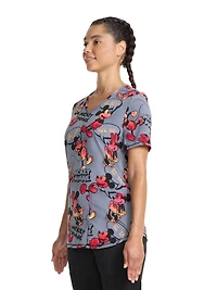 Scrubstar Women's Disney Aww Gee V-Neck Print Scrub Top