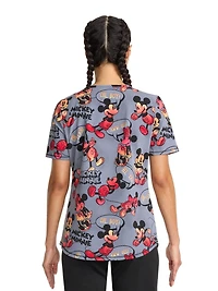 Top imprimé à col en V Scrubstar pour femmes Disney Aww Gee