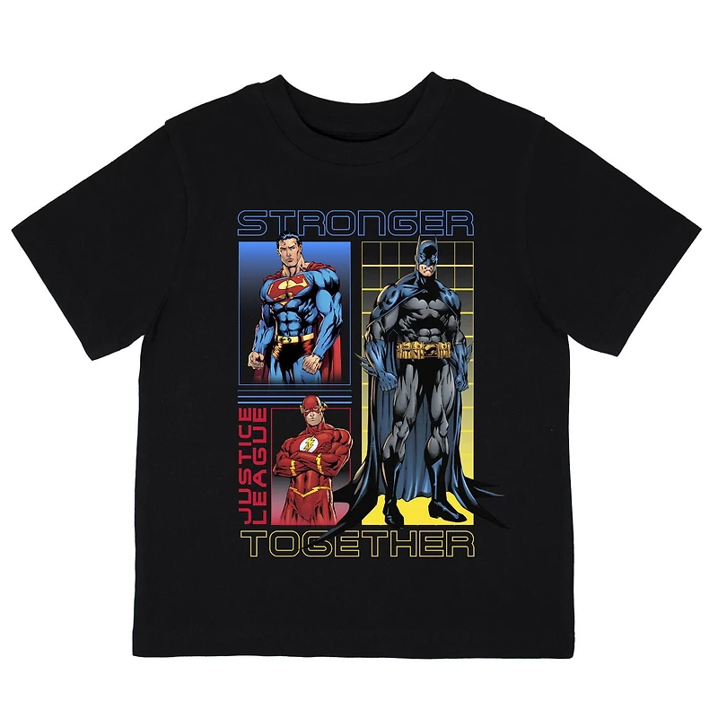 Justice League T-shirt col rond à manches courtes pour garçon Tailles TP à TG