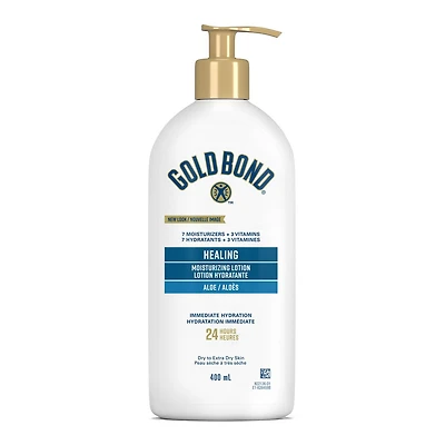 Lotion hydratante Gold Bond Healing, Flacon à pompe de 400ml, Lotion de soin pour le corps avec aloès pour apaiser et hydrater la peaux extrêmement sèche et rugueuse 400 ML
