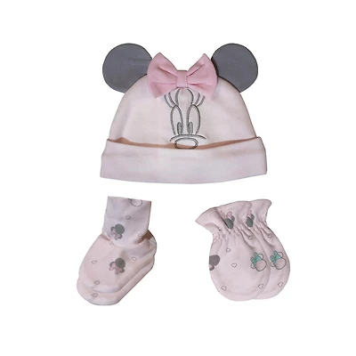 Disney Minnie Mouse bébé Fille Ensemble 5 pièces chapeau, chaussons et mitaines en coton organic