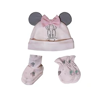 Disney Minnie Mouse bébé Fille Ensemble 5 pièces chapeau, chaussons et mitaines en coton organic