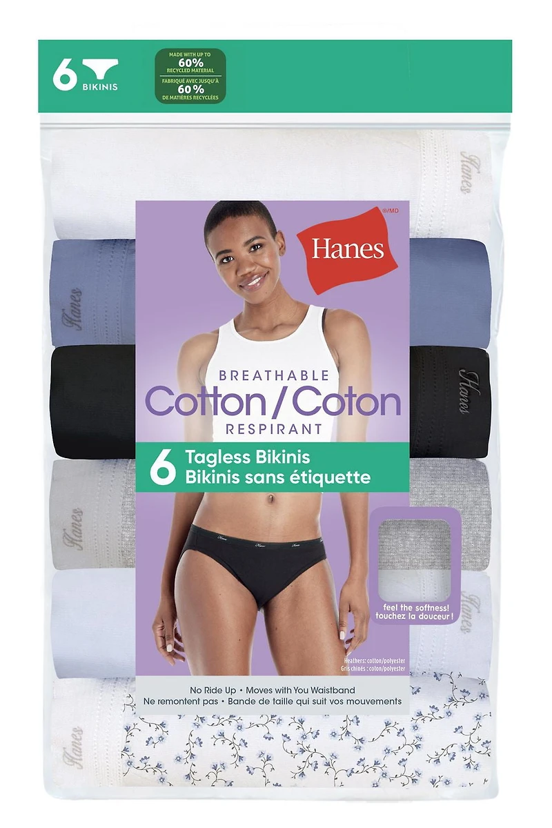 Hanes Women's Cotton Bikini - Pack of 6