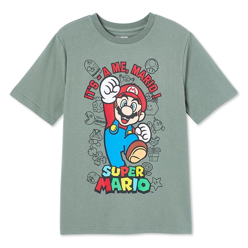 T-shirt à manches courtes Super Mario pour garçons Tailles TP–TG