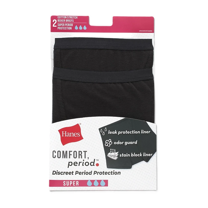 Boyshort avec protection contre les fuites abondantes Hanes, paquet de 1