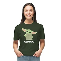 Ladies Star Wars The Mandalorian Waving Grogu Short Sleeve T-Shirt