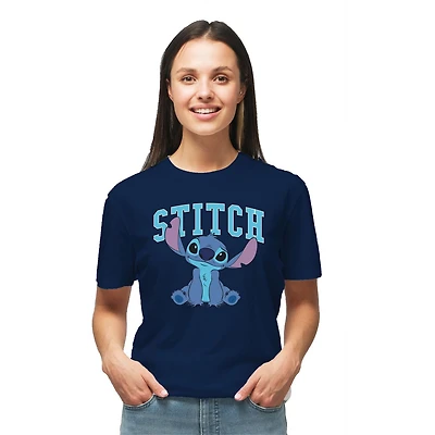 Ladies Disney Lilo & Stitch Happy Stitch Sits Short Sleeve T-Shirt