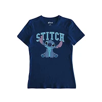 T-shirt à manches courtes Disney Lilo & Stitch Happy Stitch pour femme