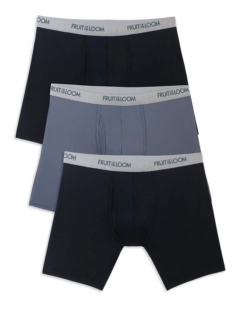 Fruit of the Loom Men’s EverLight Black/Gray Boxer Briefs, 3-Pack