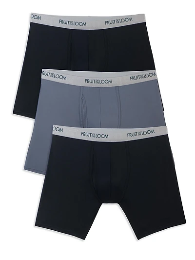 Fruit of the Loom Men’s EverLight Black/Gray Boxer Briefs, 3-Pack