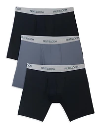 Fruit of the Loom Men’s EverLight Black/Gray Boxer Briefs, 3-Pack