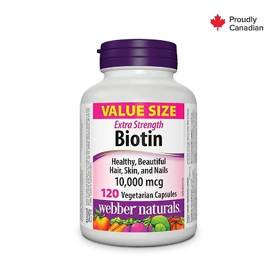 Webber Naturals Extra Strength Biotin 10,000 mcg, 120 Vegetarian Capsules