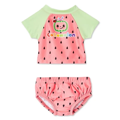 Maillot de bain 2 pièces avec couche Cocomelon pour bébés filles