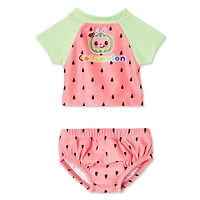Maillot de bain 2 pièces avec couche Cocomelon pour bébés filles