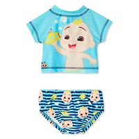 Maillot de bain 2 pièces avec couche Cocomelon pour bébés garçons