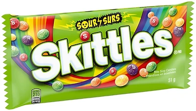 SKITTLES, Surs, bonbons à mâcher, sac de format pleine grandeur, 51 g