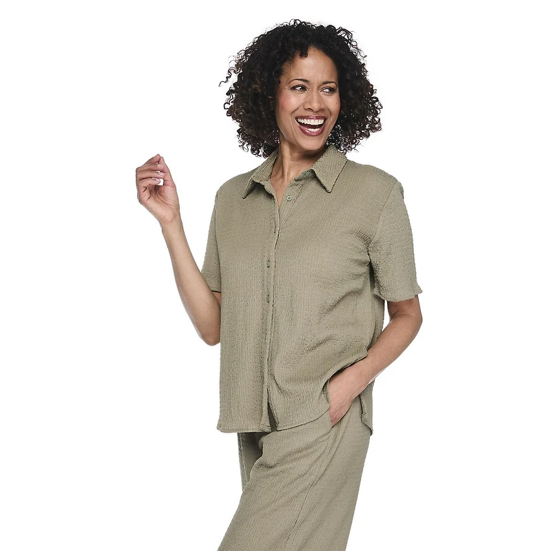 Chemisier de camp en tissu chiffonné Iyla pour femmes