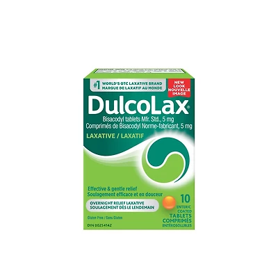 DulcoLax Bisacodyl Tablets, 5mg Stimulant Laxatives for Occasional Constipation Relief, Laxative and Constipation Relief For Adults and Children 6 and Over and Breastfeeding Women, 10 Count, 10 Tablets