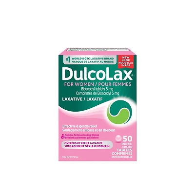 Dulcolax® for Women, 5mg Bisacodyl, Stimulant Laxative for Gentle Dependable Overnight Relief of Occasional Constipation, Works in 6-12 hours, Suitable for Breastfeeding Women, Dulcolax Women's 5 mg Tablets 50 CT