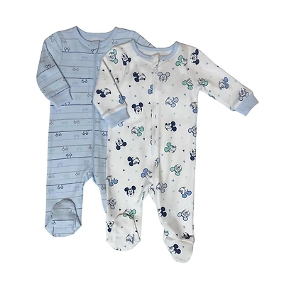 Disney Bébé Garçons paquet de 2 Dormeuse avec pieds Mickey Mouse en coton biologique