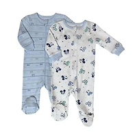 Disney Bébé Garçons paquet de 2 Dormeuse avec pieds Mickey Mouse en coton biologique