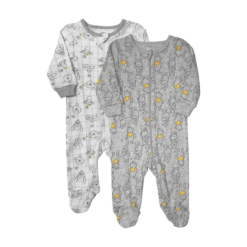 Disney Bébé Unisex paquet de 2 Dormeuse avec pieds Winnie l'Ourson en coton biologique grandeur 0m-6-12m