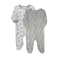 Disney Bébé Unisex paquet de 2 Dormeuse avec pieds Winnie l'Ourson en coton biologique grandeur 0m-6-12m