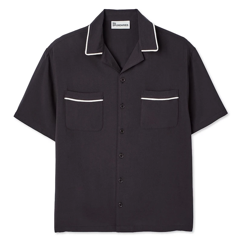 Chemise passepoilée à manches courtes No Boundaries pour hommes