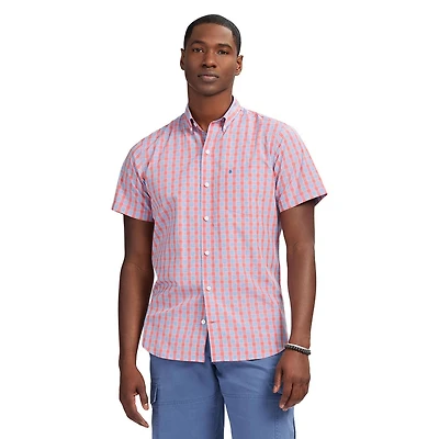 IZOD MENS SHORT SLEEVE CLASSIC PLAID WOVEN