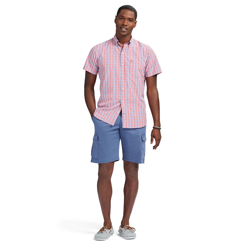 IZOD MENS SHORT SLEEVE CLASSIC PLAID WOVEN