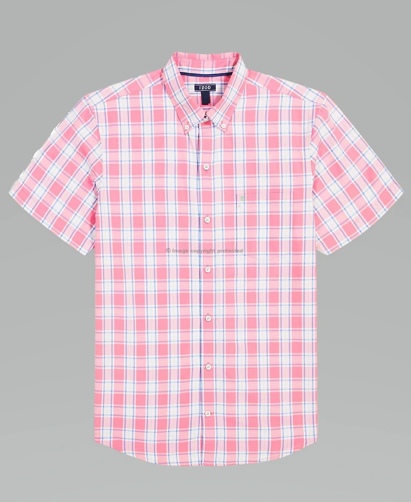 IZOD MENS SHORT SLEEVE CLASSIC PLAID WOVEN