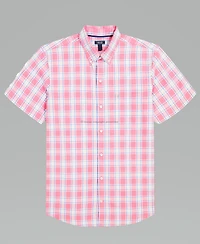 IZOD MENS SHORT SLEEVE CLASSIC PLAID WOVEN