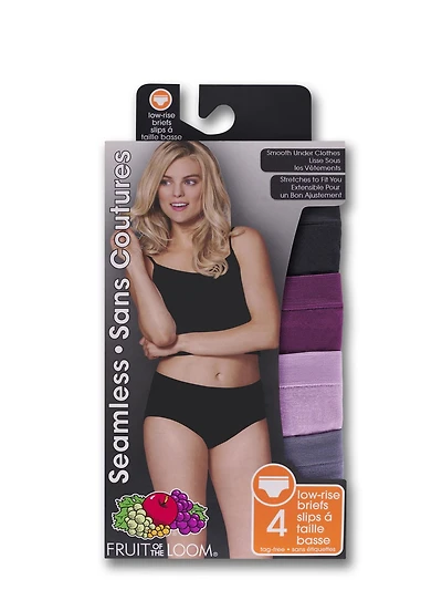 Slip taille basse sans couture pour femmes, paquet de 4